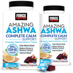 Force Factor Amazing Ashwa bottle highlighting calm support formula