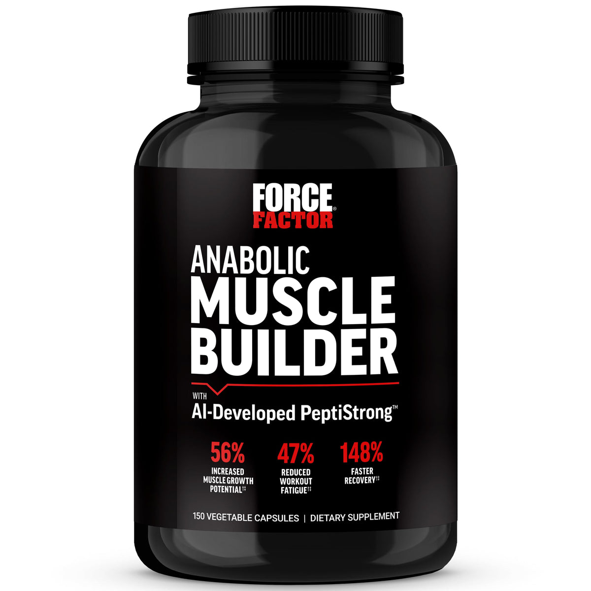 Force Factor Anabolic bottle closeup enables easy daily dosing for busy routines.