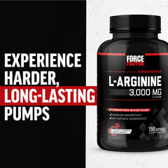 Force Factor L-Arginine label highlights 3,000mg per serving.
