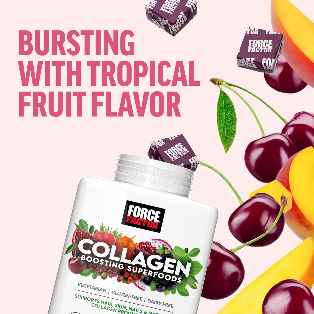 Individual wrappers of Force Factor Collagen Boosting Soft Chews.