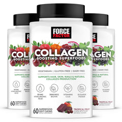 Force Factor Collagen Boosting Soft Chews packaging for easy daily beauty support.