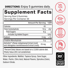 Force Factor Creatine Gummies 5g dose per serving supports muscle energy