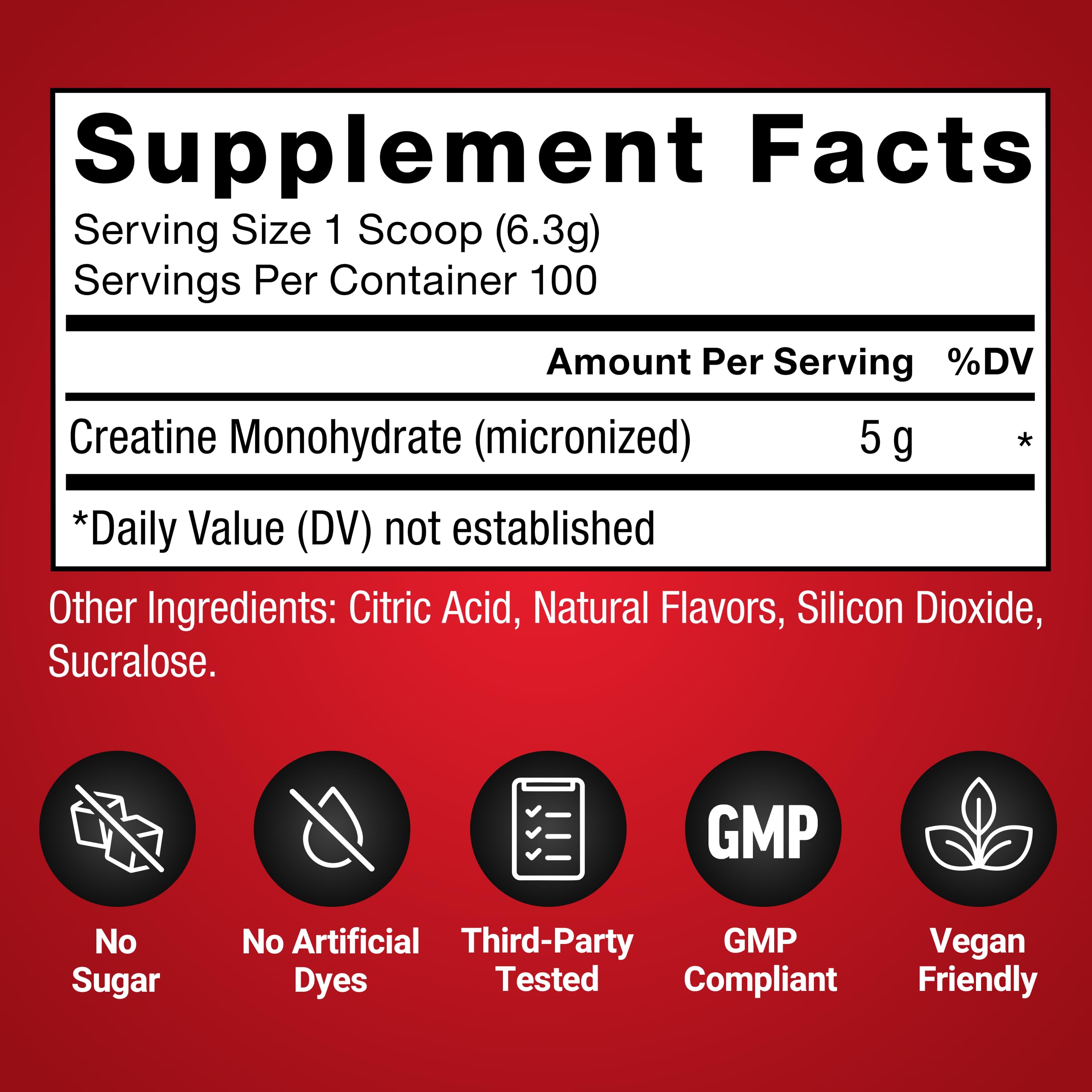Force Factor Creatine Monohydrate ingredients list highlighting micronized formula