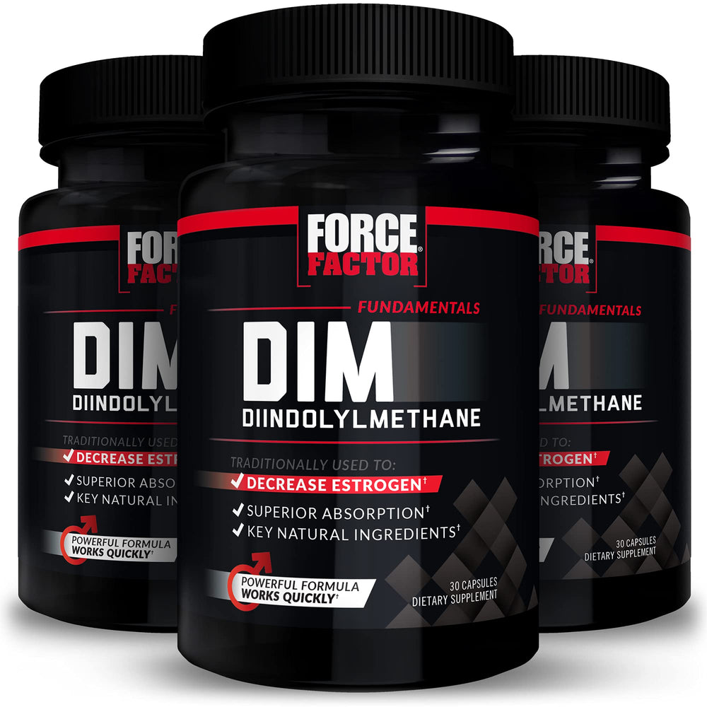 Force Factor DIM 3-pack bottle front—potential support for hormonal balance.