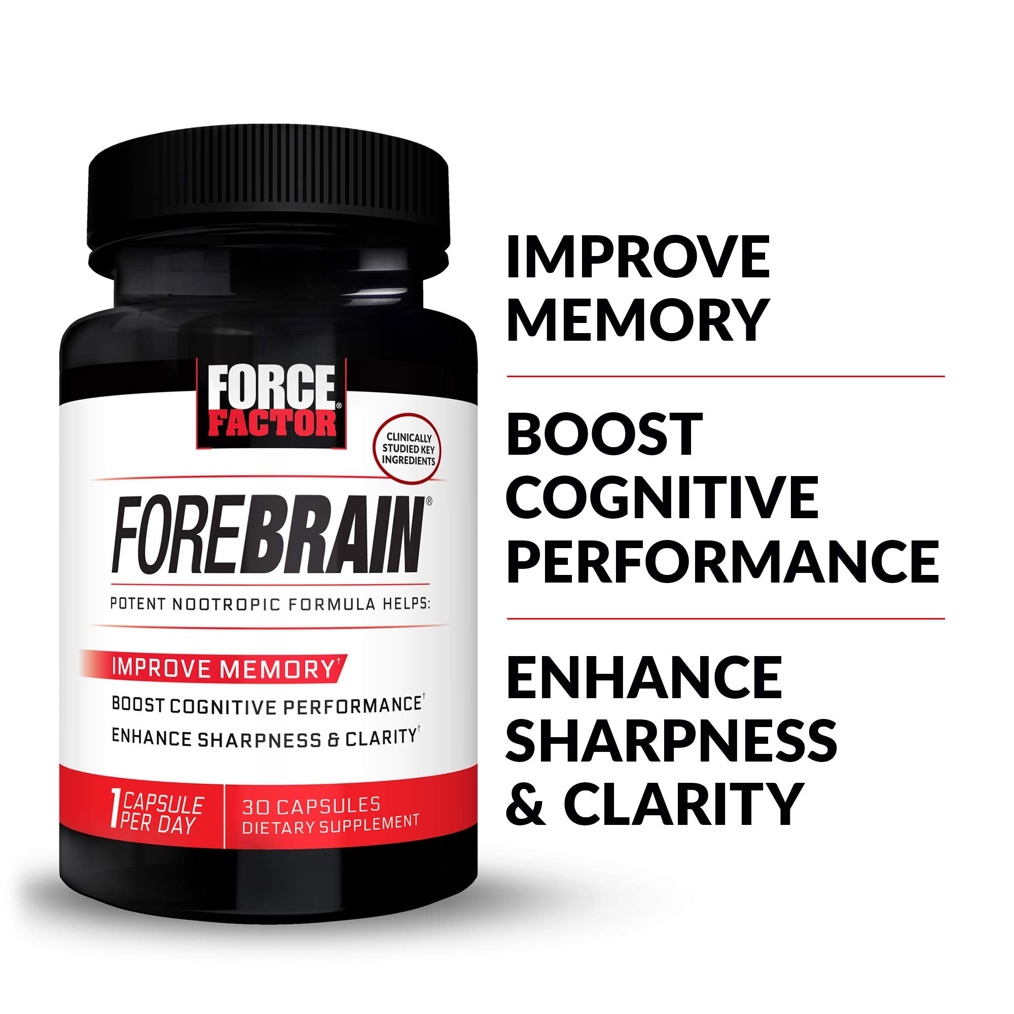 Close-up of Forebrain capsules highlighting caffeine and bacopa ingredients