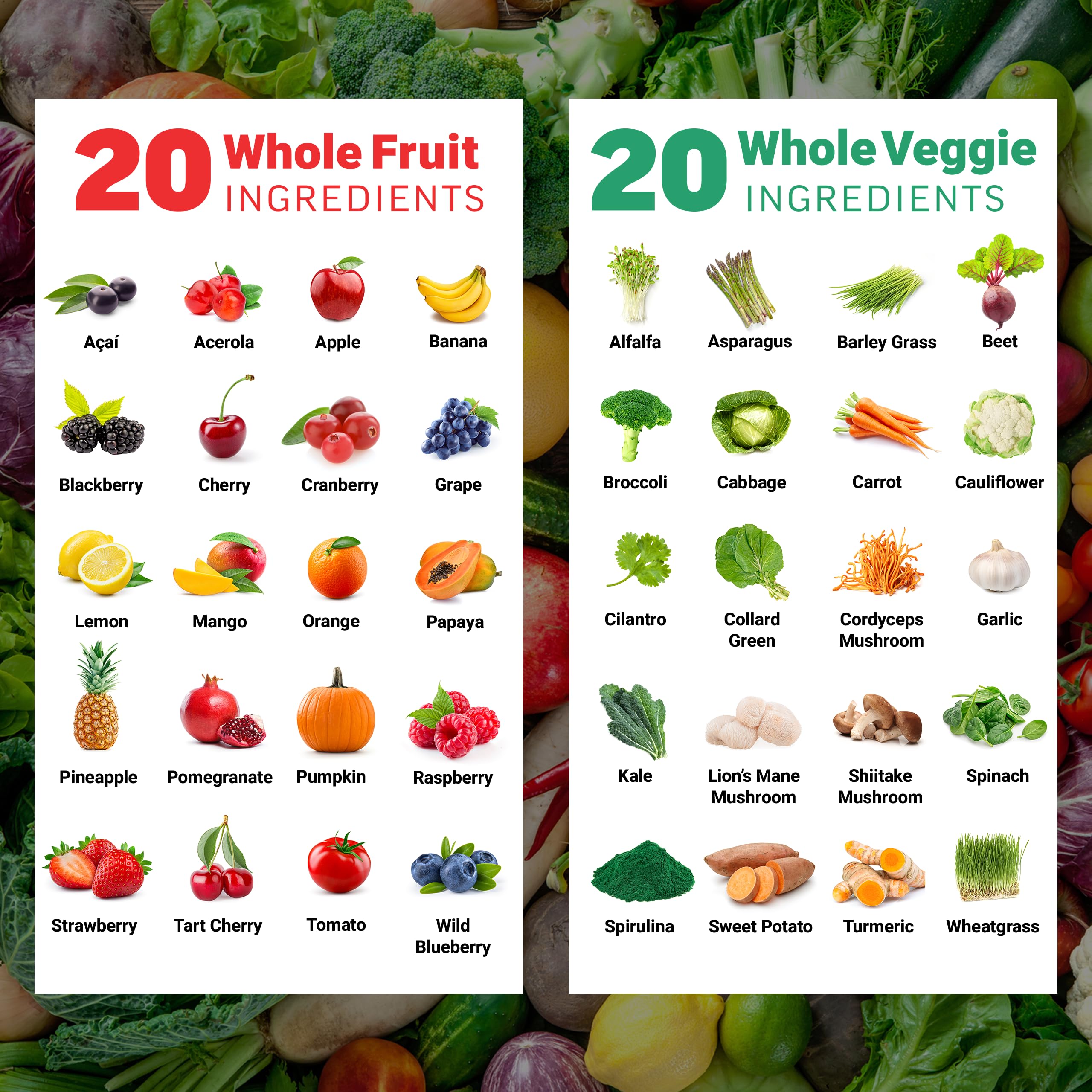 Force Factor Fruits & Veggies capsules close-up showing easy swallowing