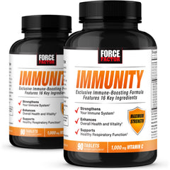 Force Factor Immunity bottle front showing comprehensive immune support formula.
