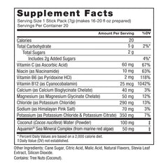 Force Factor Liquid Labs coconut-water and mineral icons highlight hydration support.