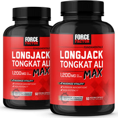 Force Factor Longjack Tongkat Ali Max bottle emphasizes potency and daily vitality support