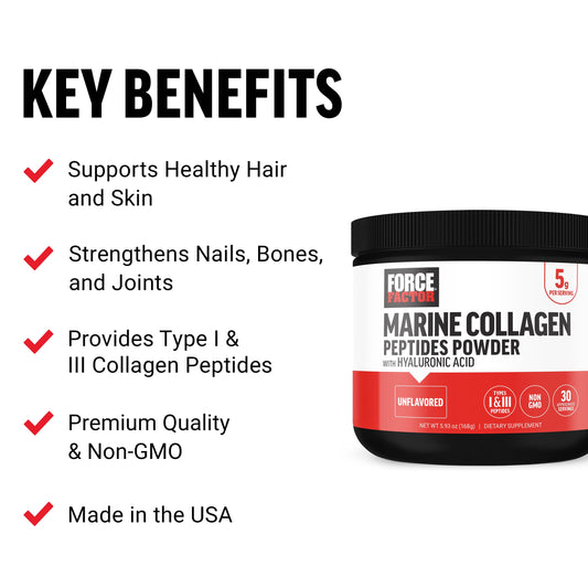Scoop with Force Factor Marine Collagen Powder ready to mix