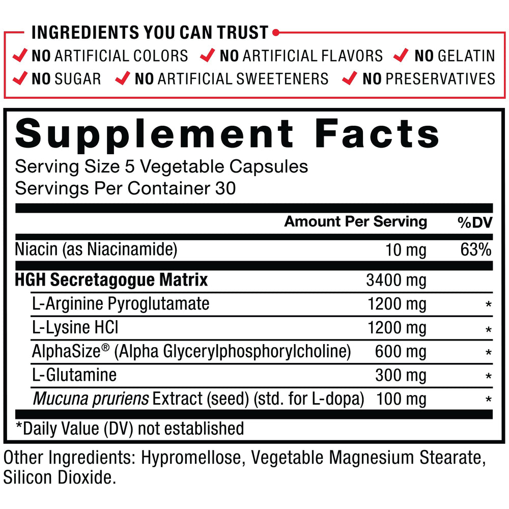Force Factor Prime HGH Secretion Activator ingredients arginine overview.
