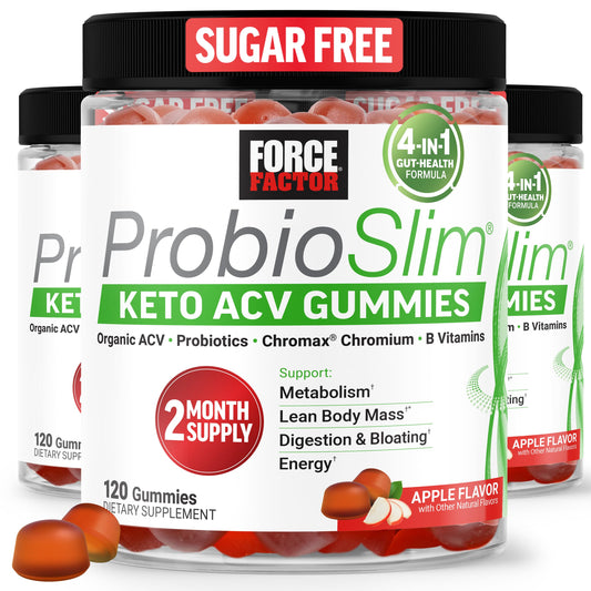 Force Factor ProbioSlim bottle on display highlighting metabolism support.