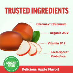ProbioSlim apple-flavor gummies highlighting sugar-free taste