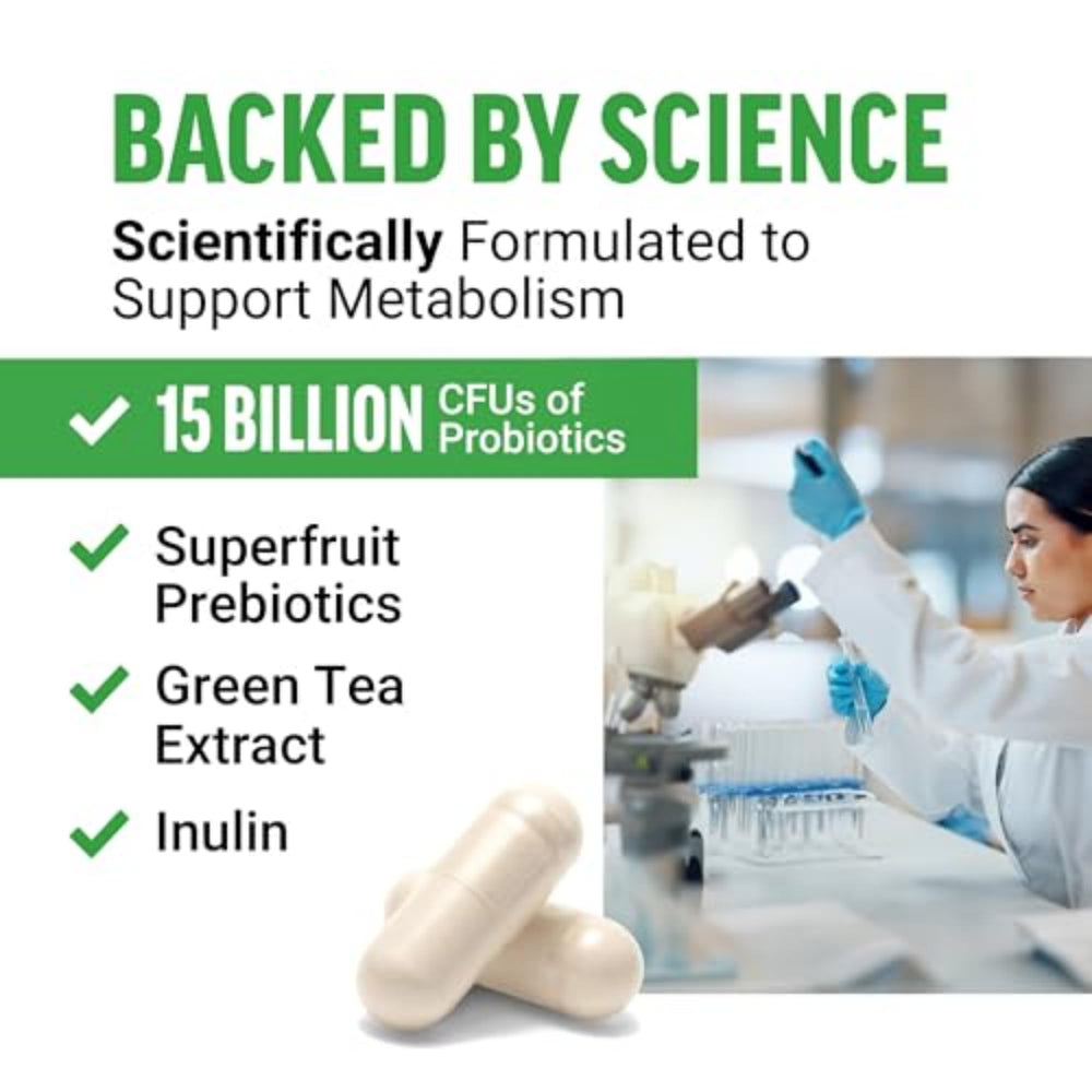 LS9485 7-Strain Digestive Superblend graphic illustrating probiotic diversity.