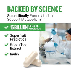 LS9485 7-Strain Digestive Superblend graphic illustrating probiotic diversity.