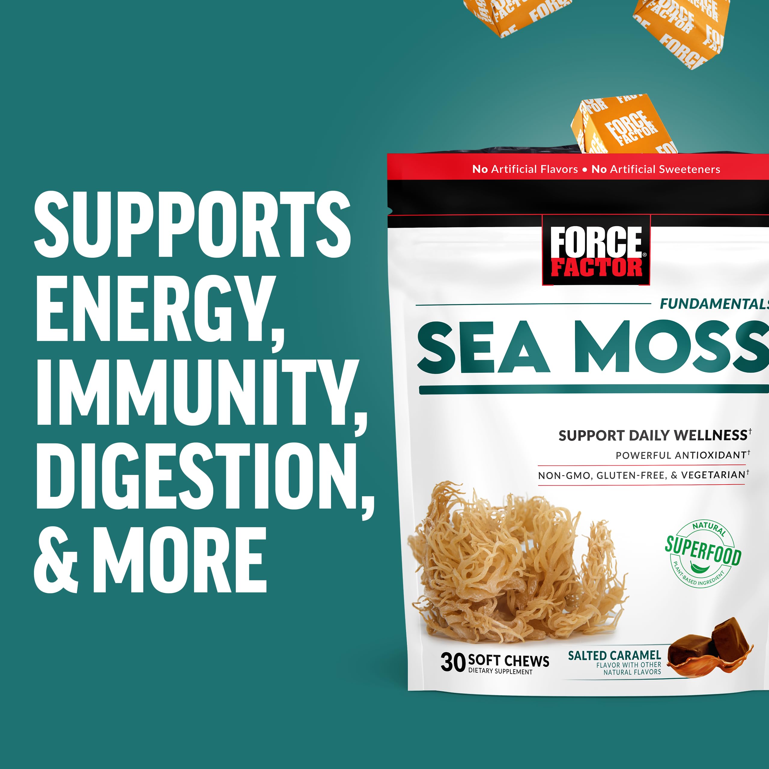 Ingredient panel notes Irish sea moss and plant-based nutrients for daily wellness.