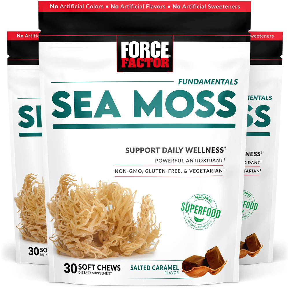 Force Factor Sea Moss Soft Chews salted caramel bottle for daily wellness