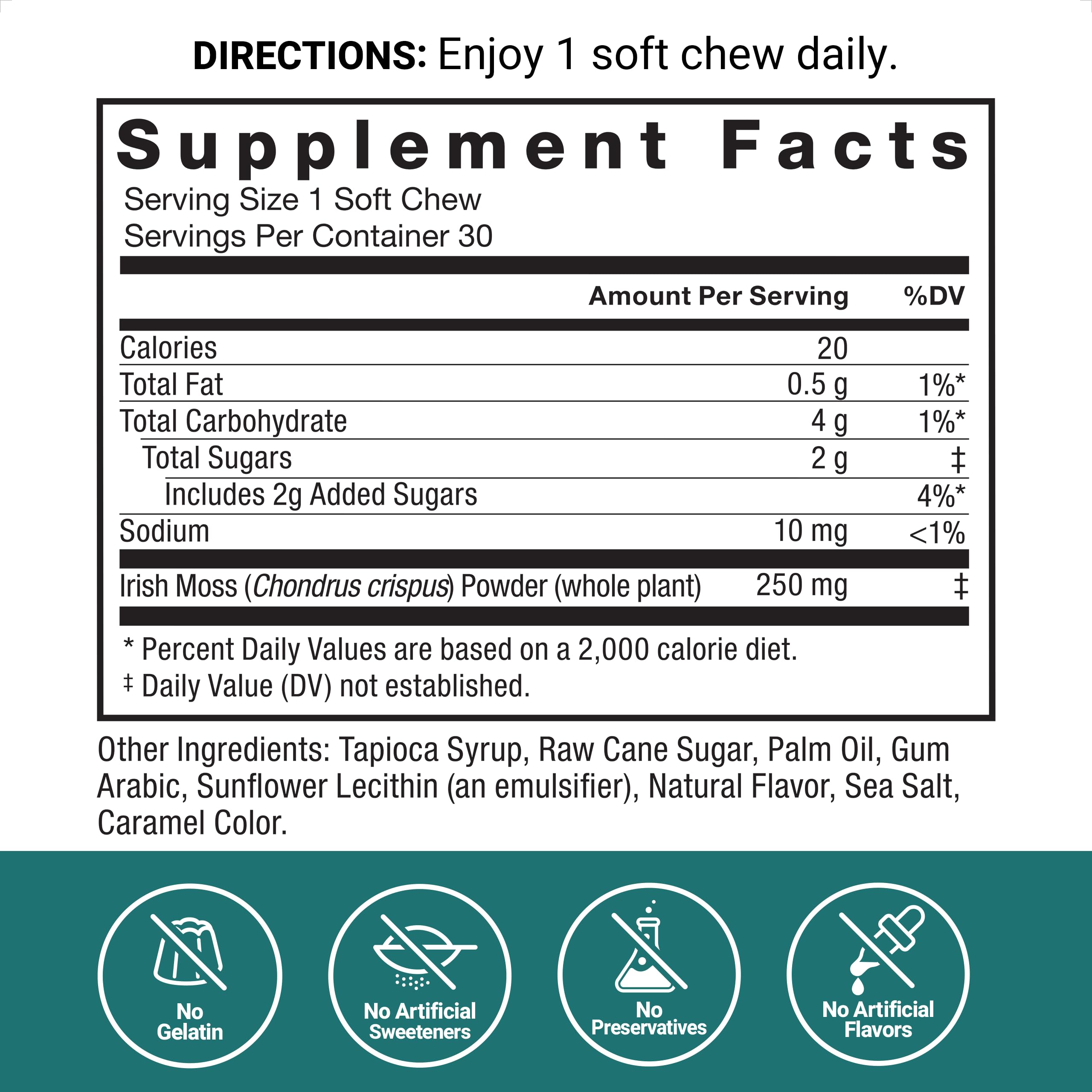 Salted caramel Sea Moss Soft Chew highlighting flavor and possible immune support.