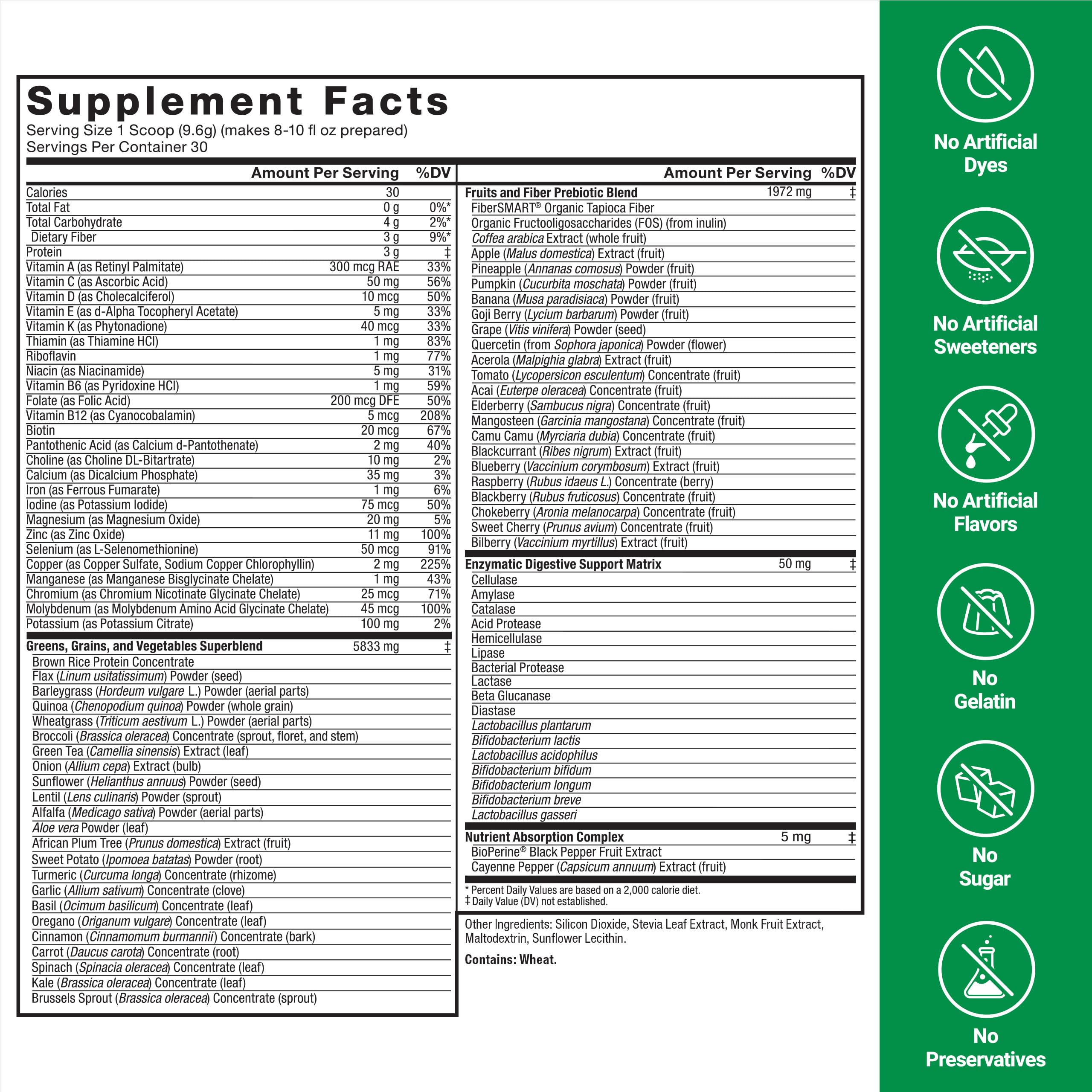 Force Factor Smarter Greens enhanced-absorption complex aims for better nutrient uptake.