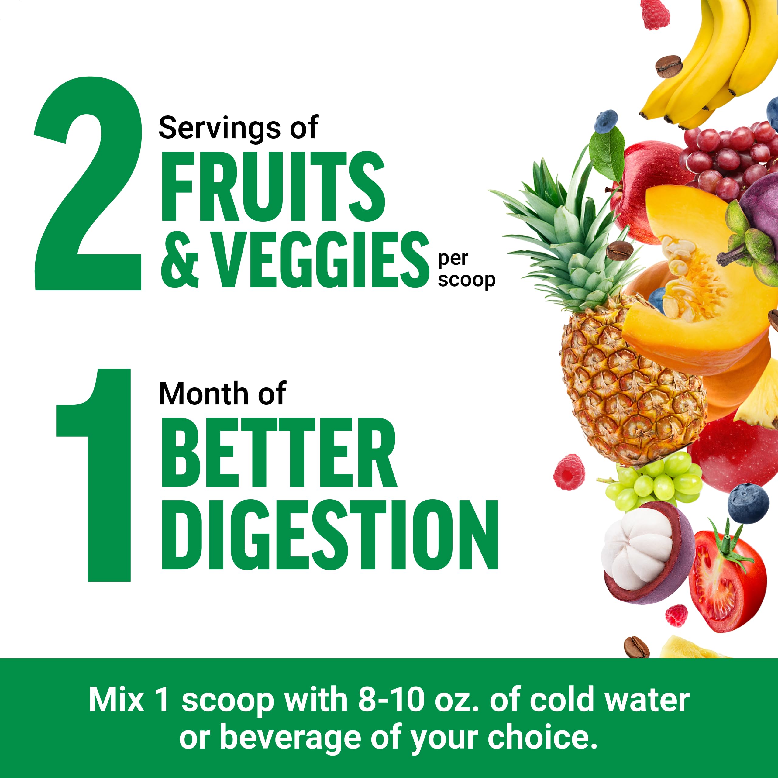Force Factor Smarter Greens glass with smoothie showing convenient mix