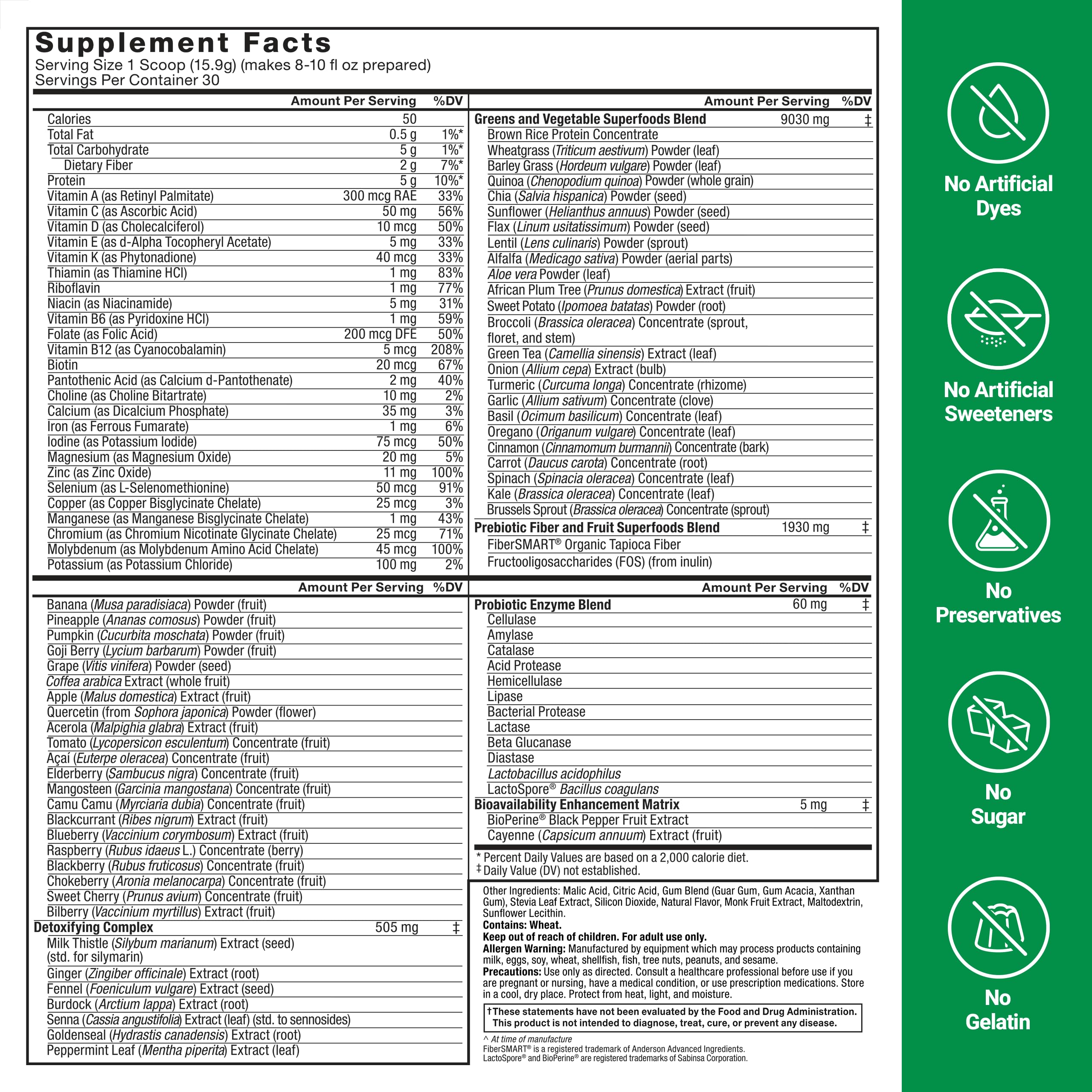 Force Factor Smarter Greens ingredients blend photo with greens