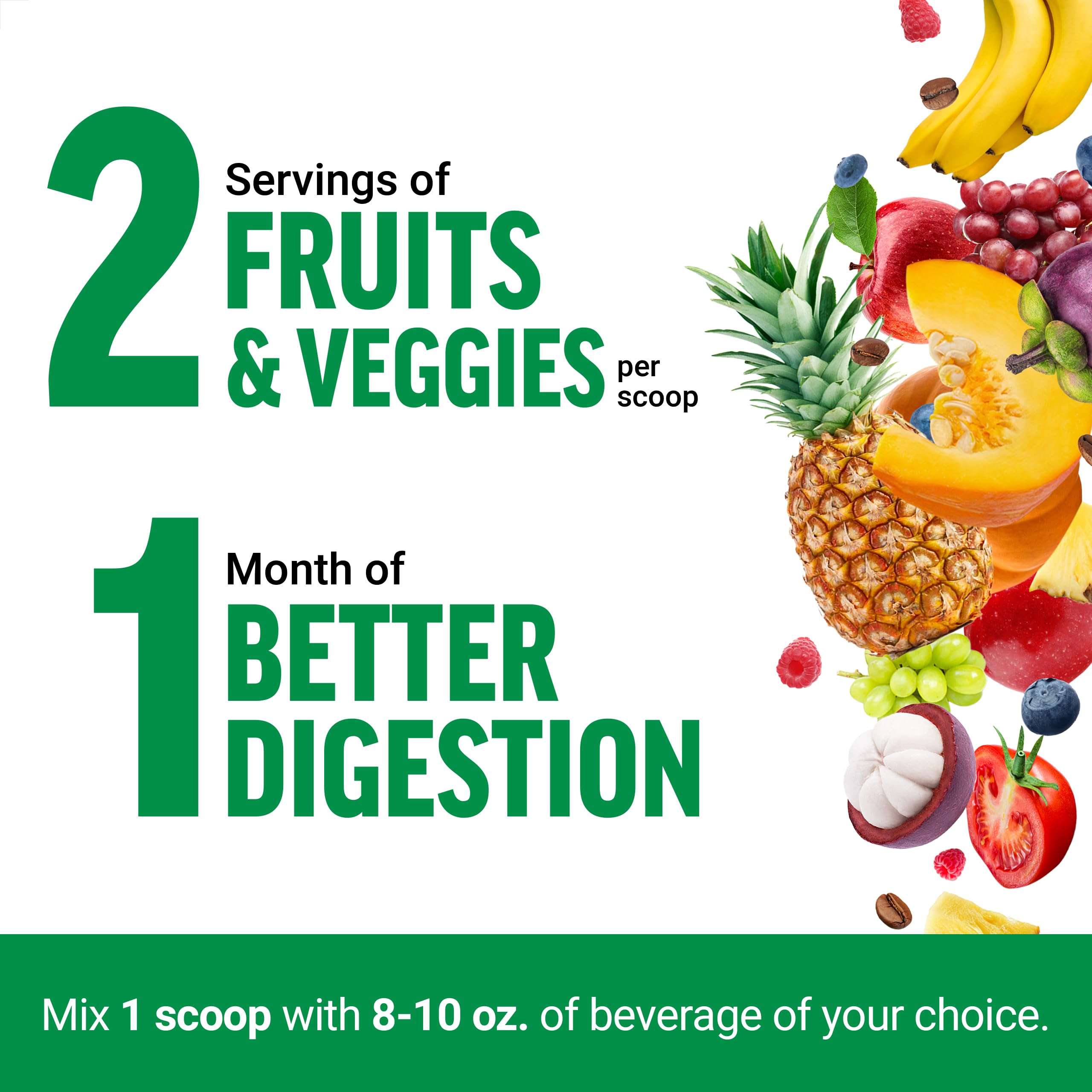 Wheatgrass and berries image emphasizes antioxidants