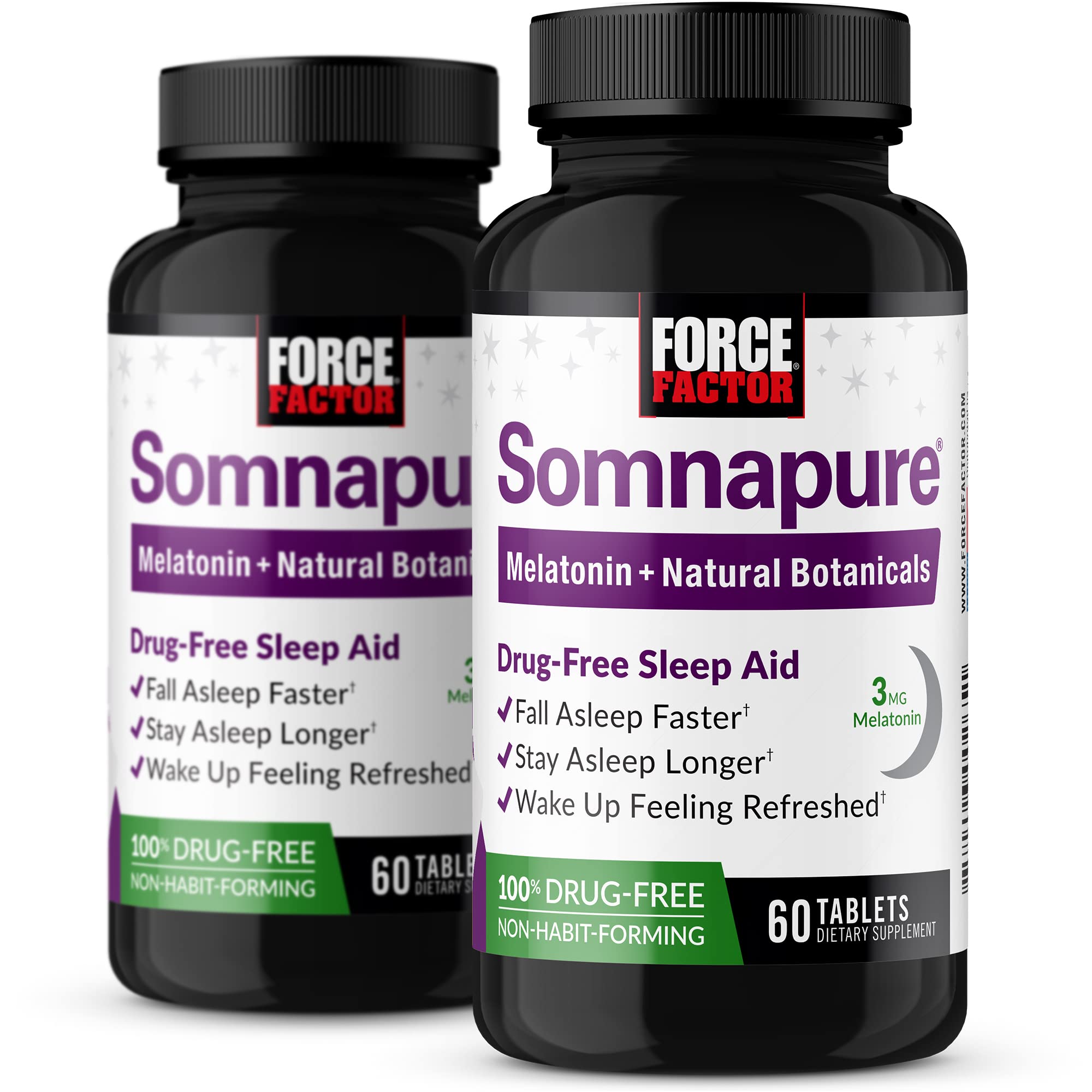 Force Factor Somnapure bottle front showing calm, non-habit forming sleep support.