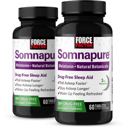 Force Factor Somnapure bottle front showing calm, non-habit forming sleep support.