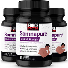 Force Factor Somnapure Clinical Strength bottle label promotes sleep support.