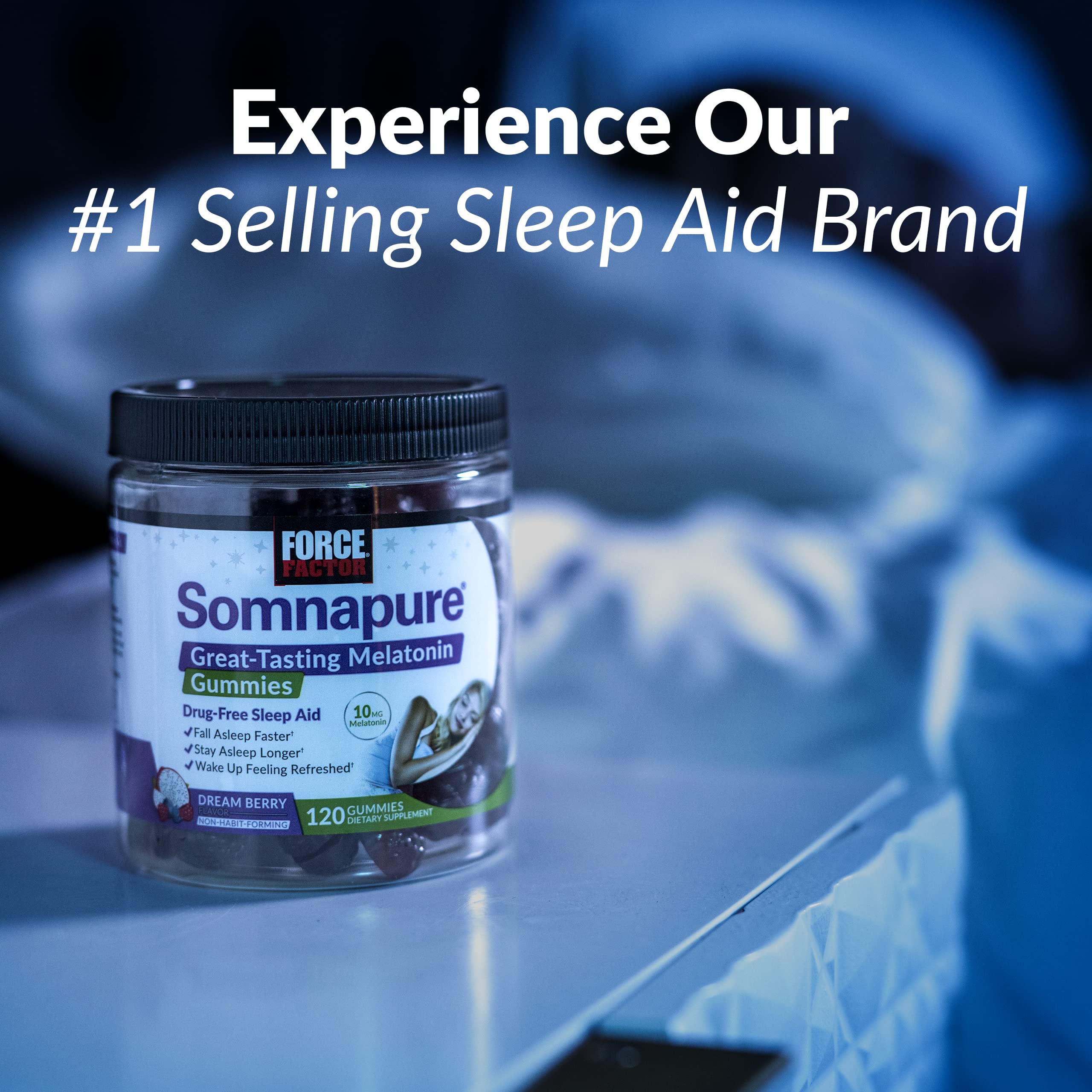 Force Factor Somnapure Clinical Strength clock face signals sleep timing.