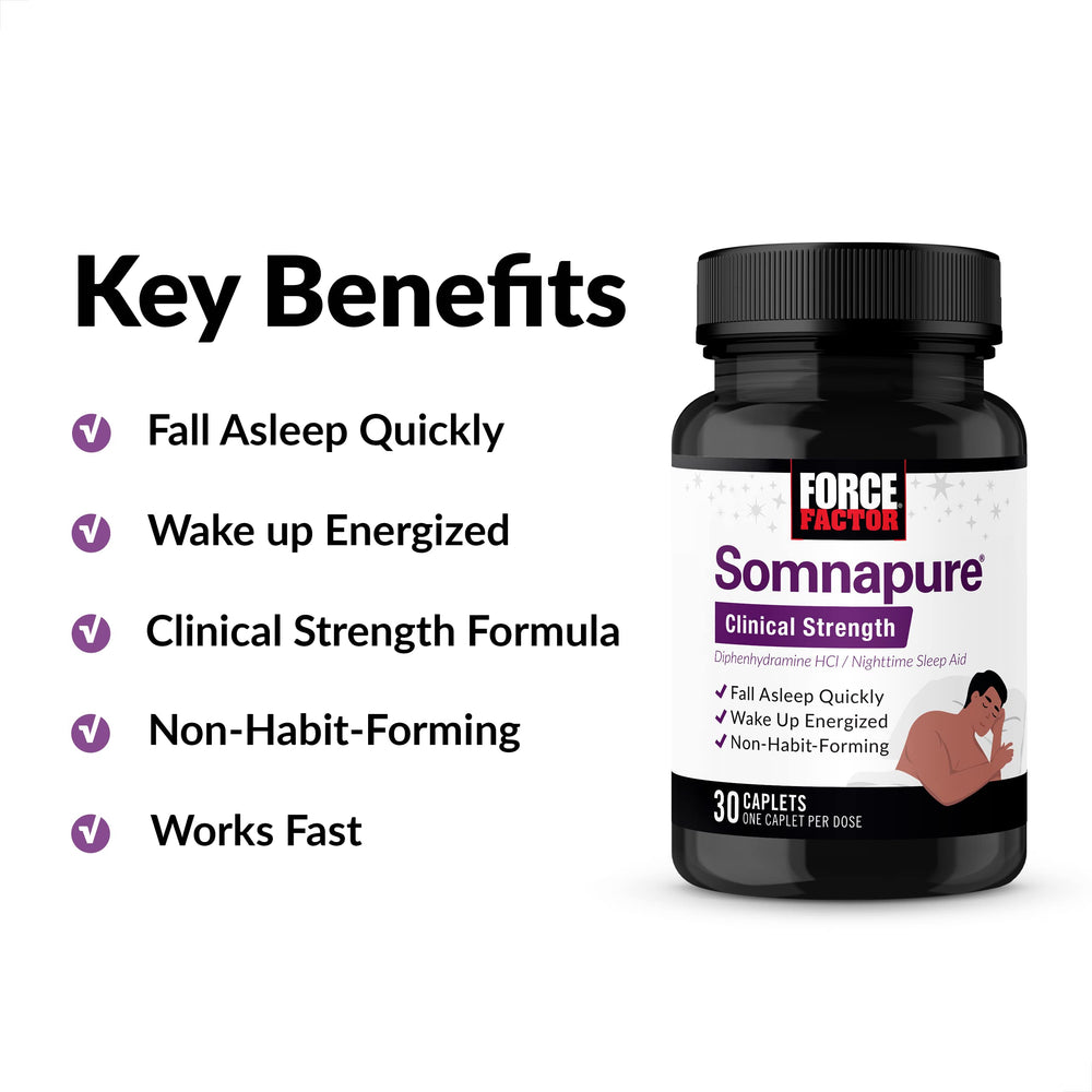 Force Factor Somnapure Clinical Strength 3-pack on nightstand signals easy nightly use.