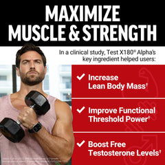 Force Factor Test X180 Alpha label close-up highlights Testofen and L-Citrulline ingredients.