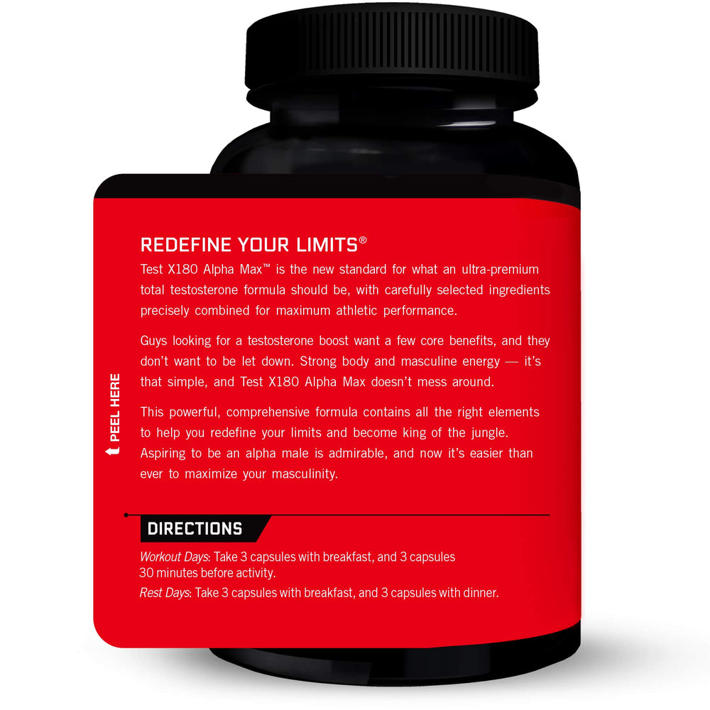 Force Factor Test X180 Alpha Max label – clear ingredients guide for informed use.