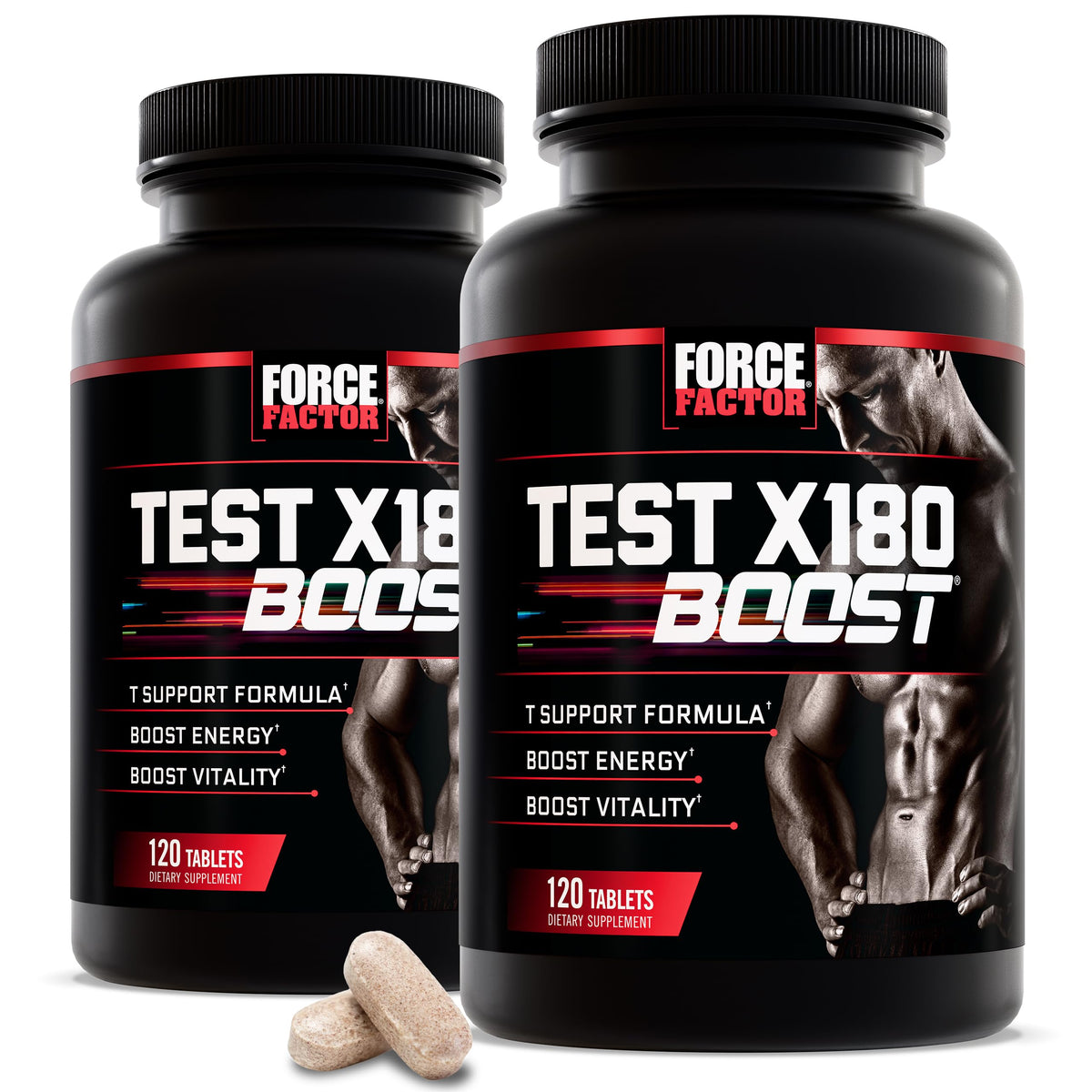 Force Factor Test X180 Boost bottle front promoting energy and vitality