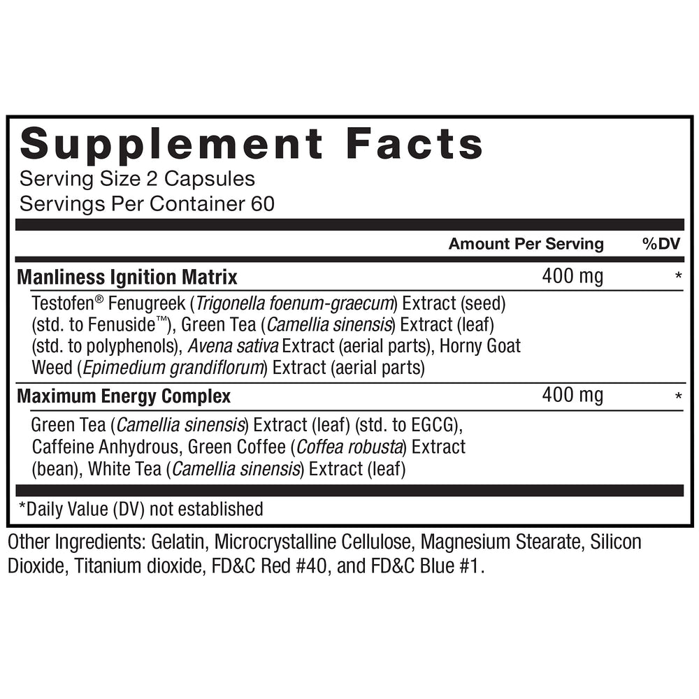 Back label highlights caffeine and green tea ingredients for thermogenesis.