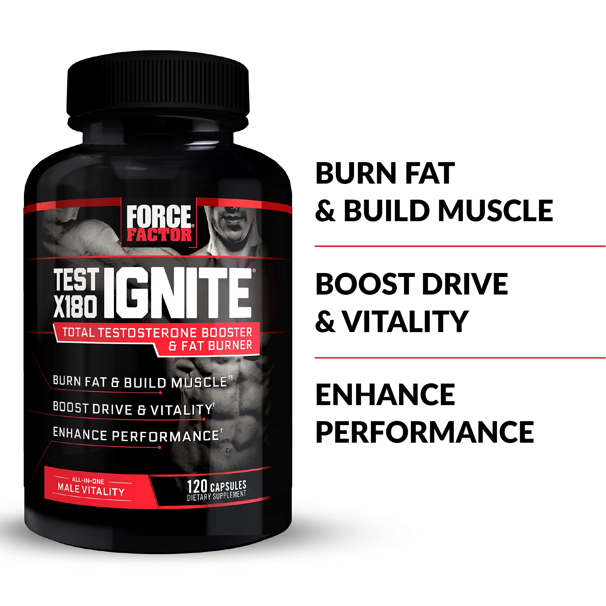 Force Factor Test X180 Ignite capsules ready for post-workout use.
