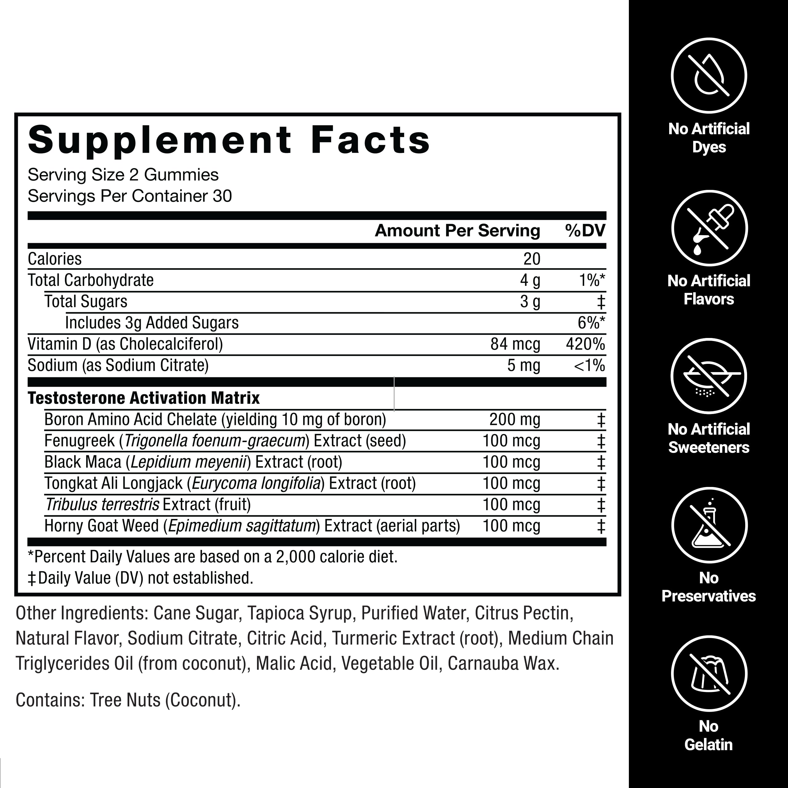 Force Factor Test X180 ingredients panel featuring tongkat ali and maca.