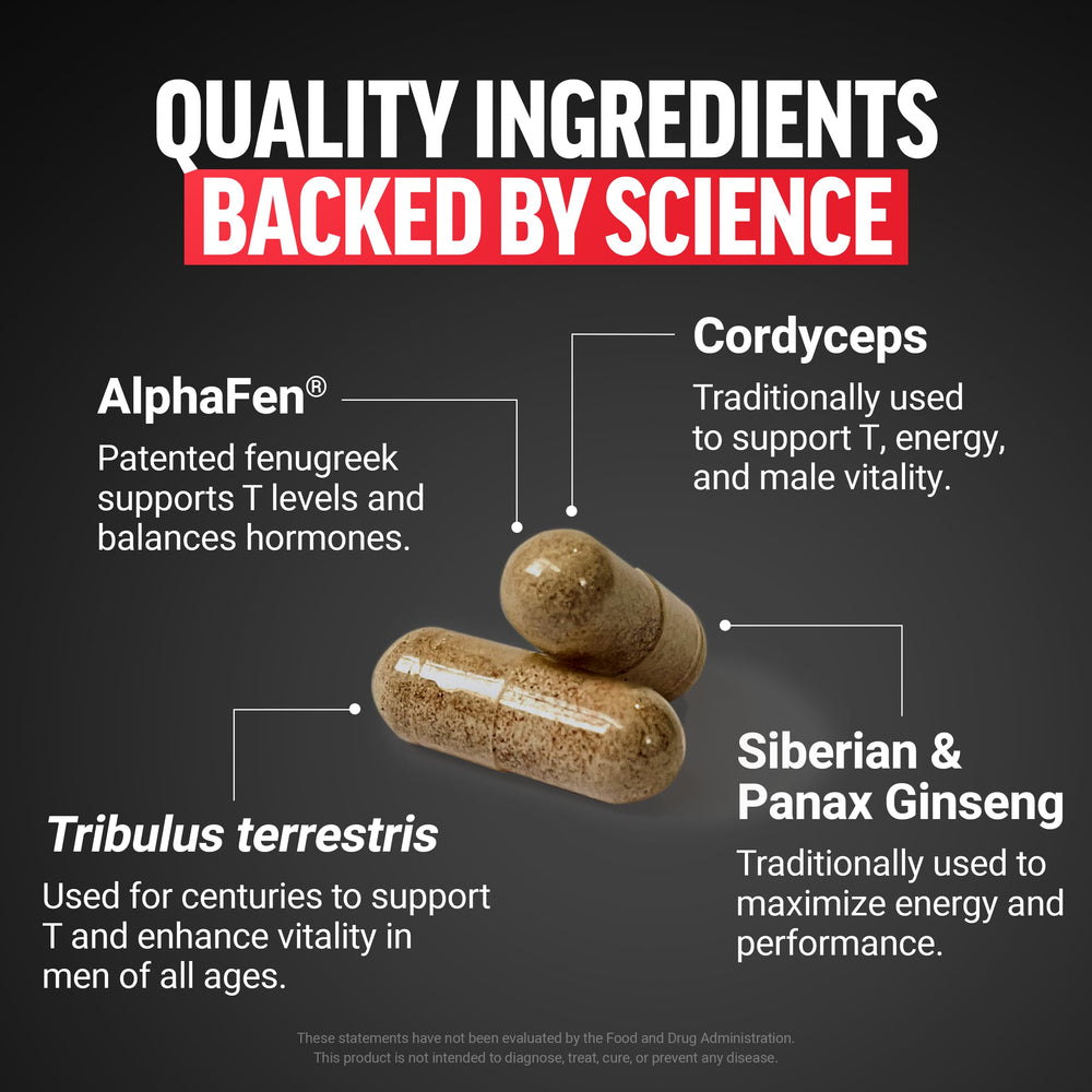 Label detail of Test X180 Legend showing key ingredients for vitality