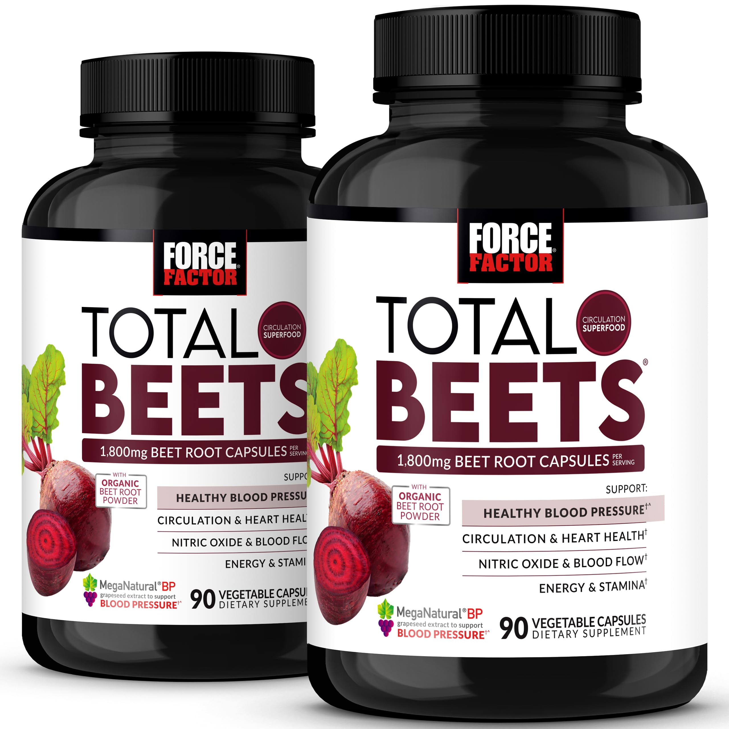 Force Factor Total Beets bottle front image showing potential circulation support.