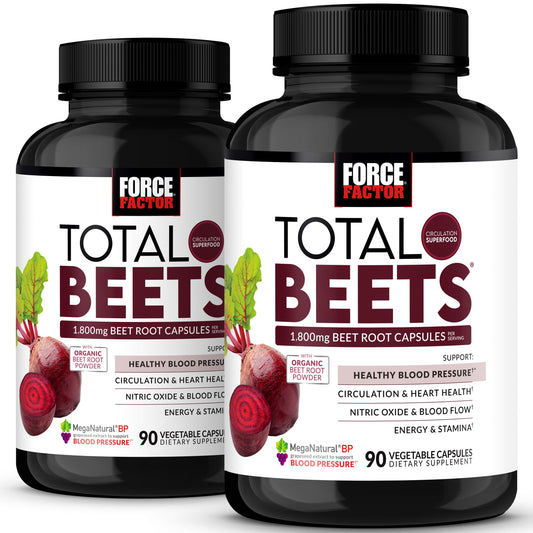 Force Factor Total Beets bottle front image showing potential circulation support.