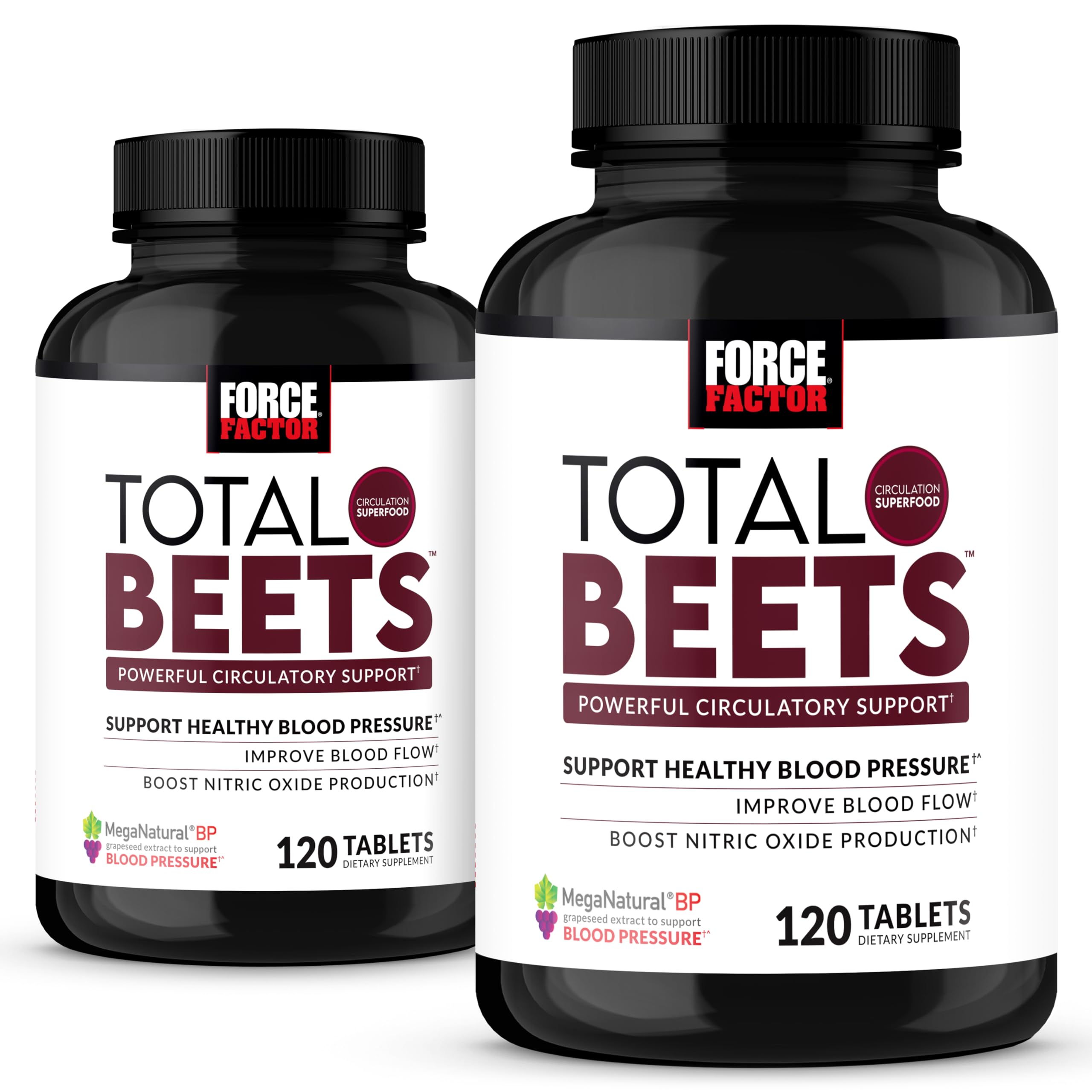Force Factor Total Beets bottle front view supports healthy circulation with beetroot nitrates