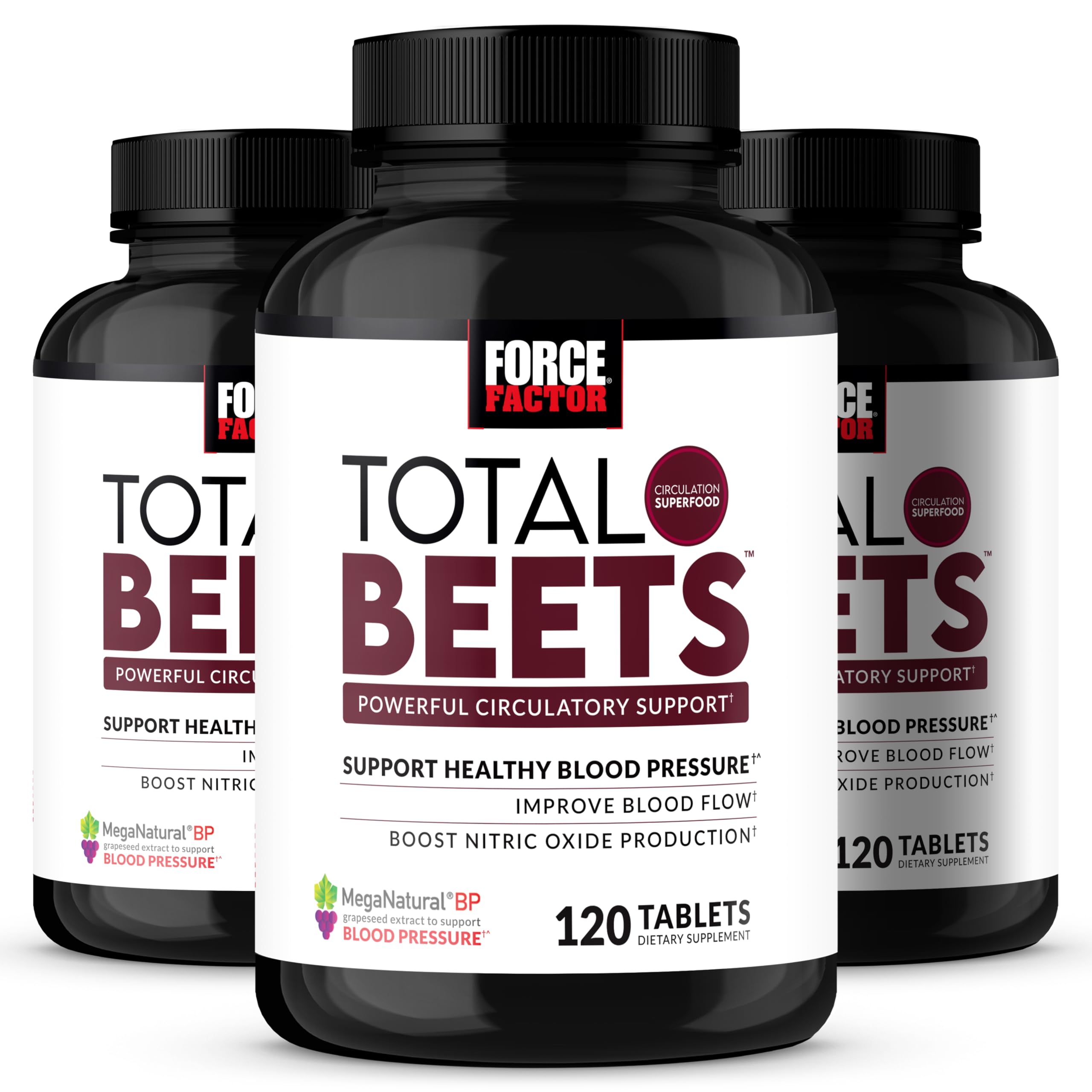 Force Factor Total Beets bottle label showing key ingredients for circulation