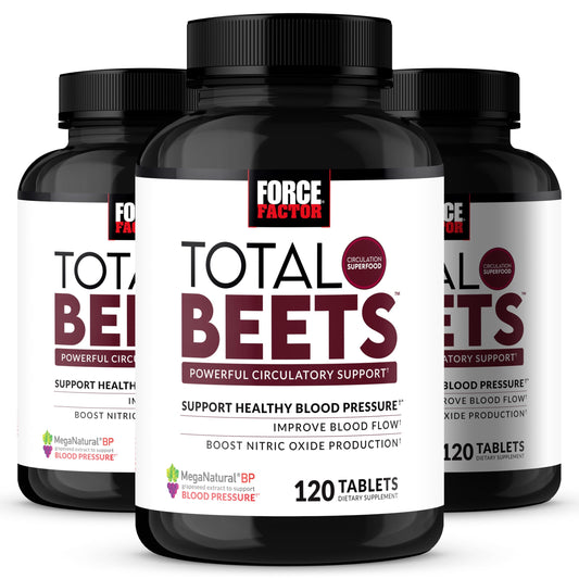 Force Factor Total Beets bottle label showing key ingredients for circulation