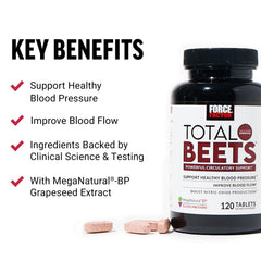 Force Factor Total Beets bottle pour highlights convenient daily dosage