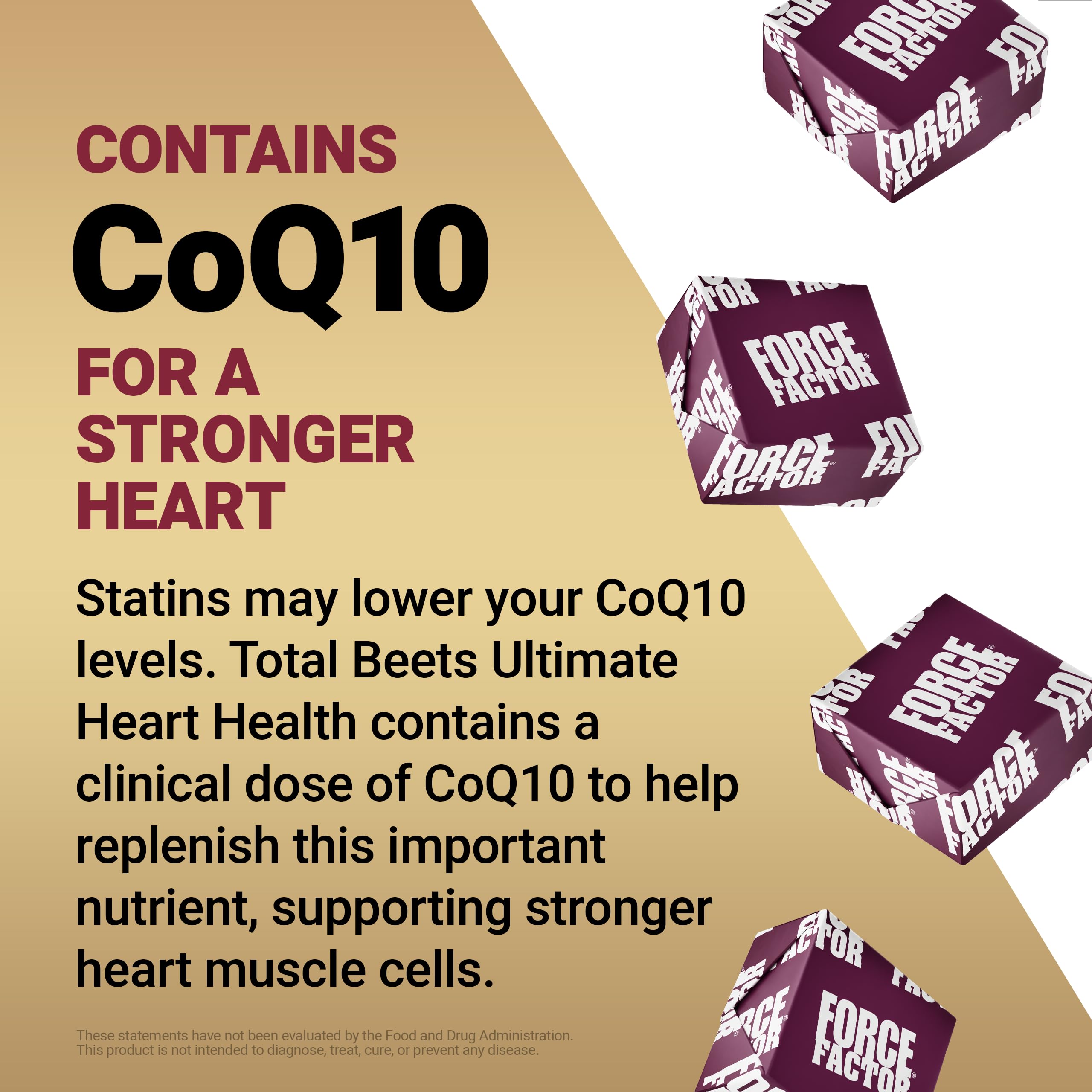 Force Factor Total Beets CoQ10 and B vitamins feature for energy support.