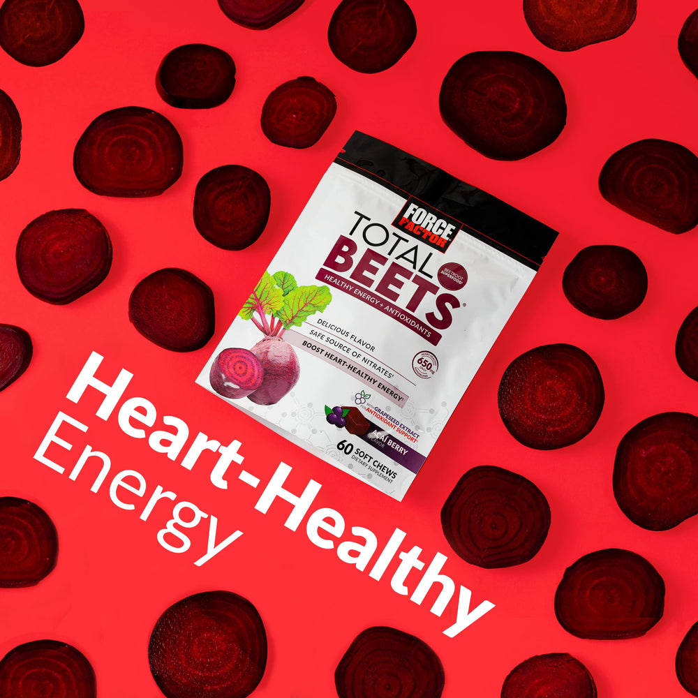 Ingredients banner showing beetroot and L-citrulline for cardio support.