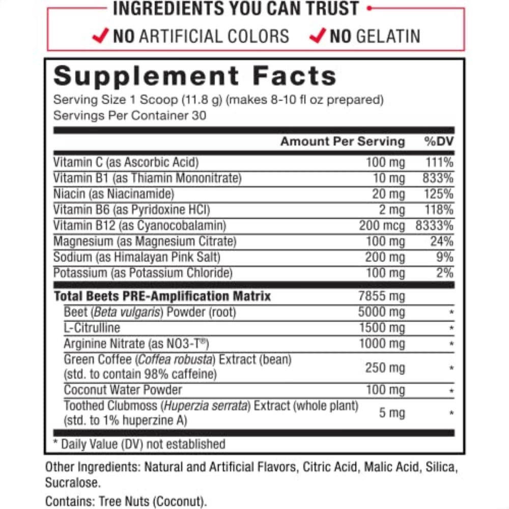 Product label detail showing NO3-T and L-citrulline ingredients