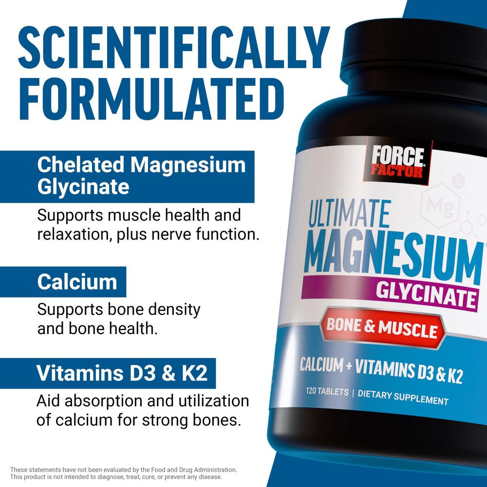 Closeup of Force Factor Ultimate Magnesium tablets showing glaze coating for gentle digestion