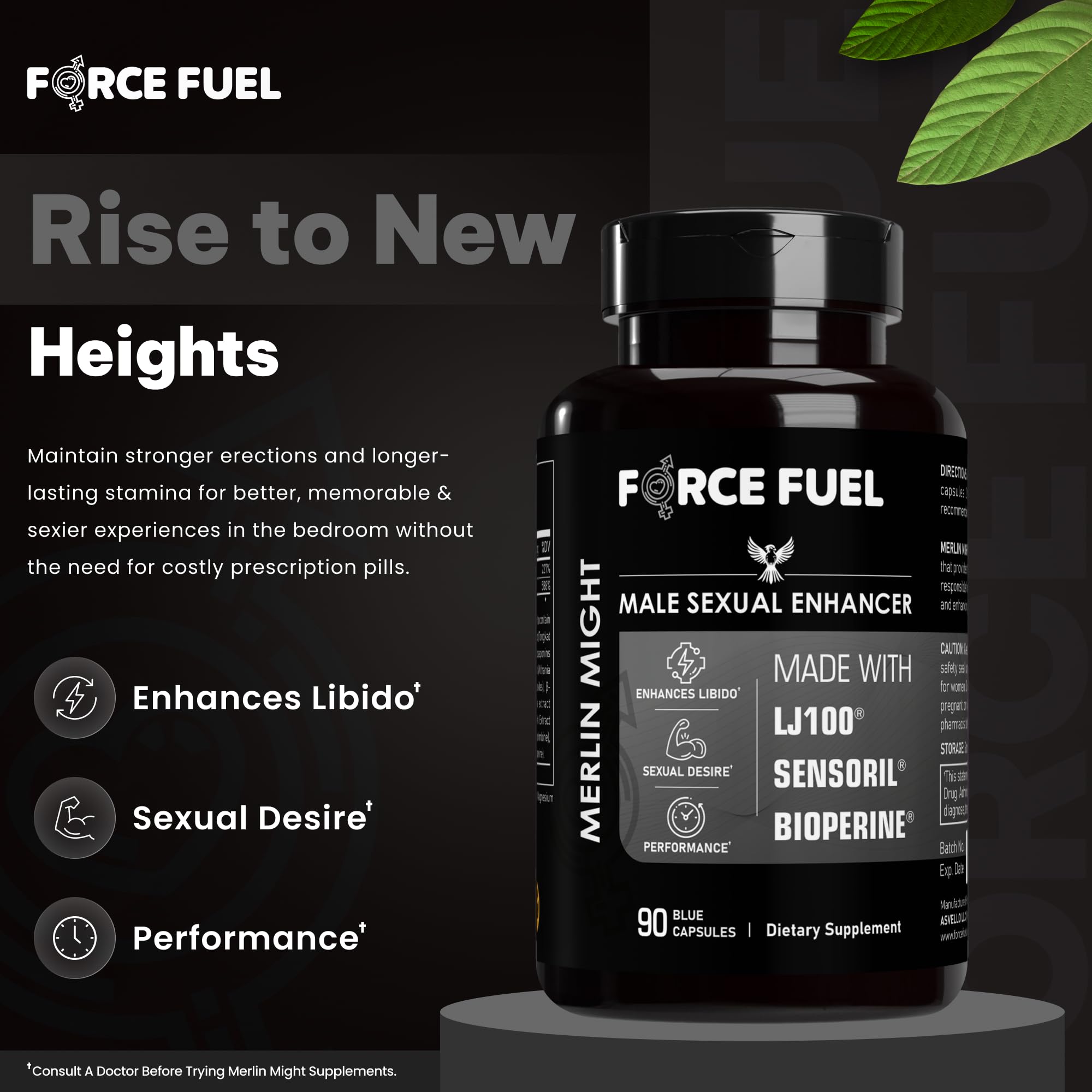 FORCE FUEL Sex Pills for Men bottle back label detailing ingredients