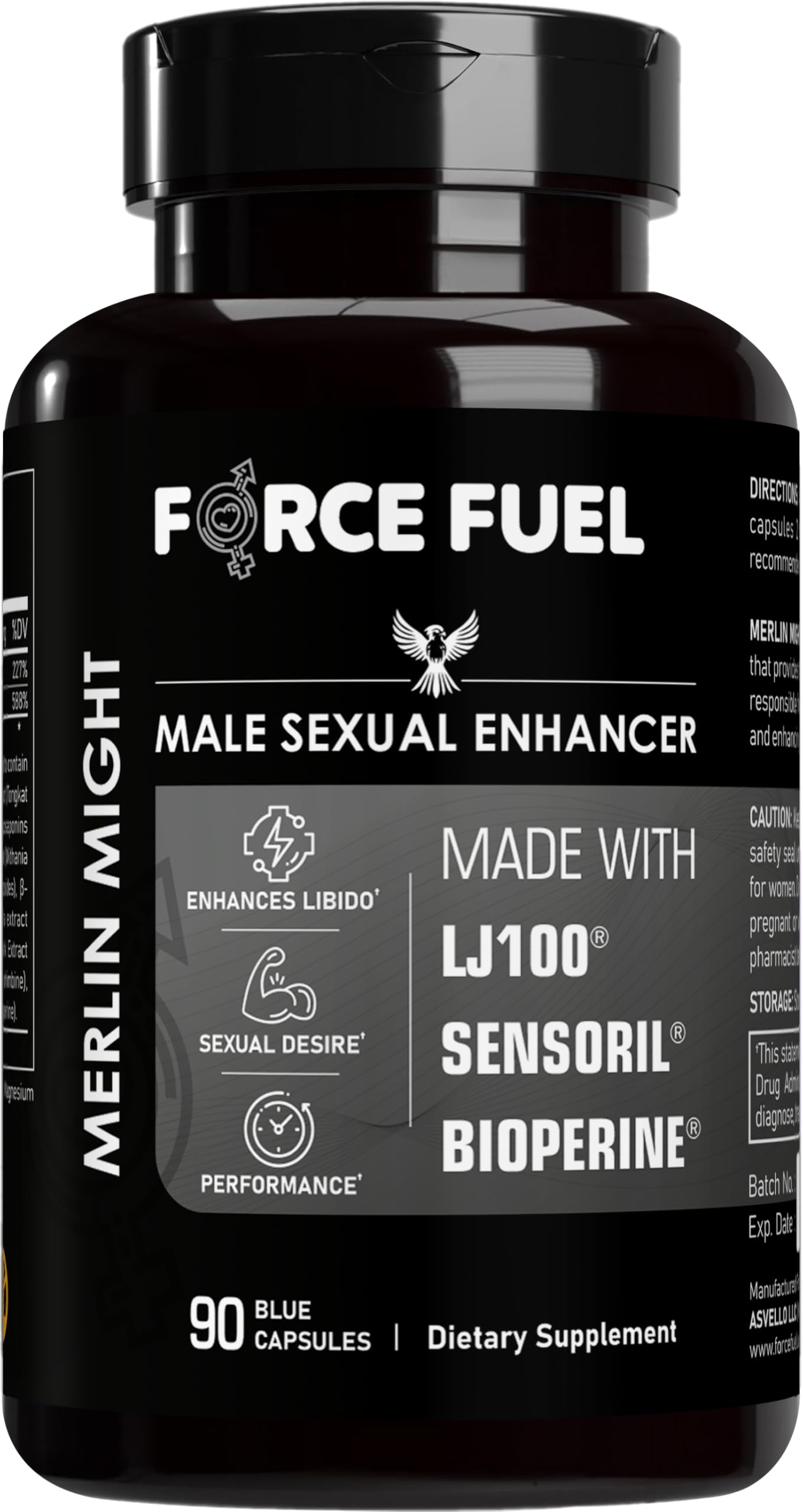 FORCE FUEL Sex Pills for Men bottle front with bold label for confidence during intimacy